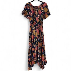 Jaase Jade Leah Floral Caviar Print Boho Flowy & Romantic Maxi Dress Slit Medium